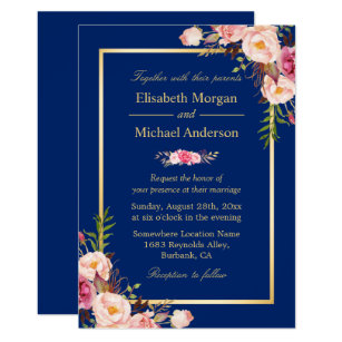 Royal Blue And Gold Wedding Invitations Zazzle