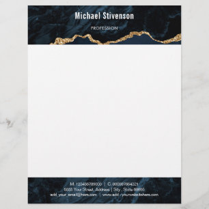 Navy Blue Gold Framed Your Personalized Letterhead