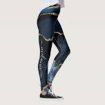 Navy Blue Gold Gemstone Your Letter Name Leggings<br><div class="desc">Leggings with Agate Navy Blue Gold Gemstone Marble Monogram Name Geode Glitter Sparkle Personalized Birthday - Anniversary or Wedding Gift / Suppliest - Add Your Letter / Name - Text or Remove - Make Your Special Gift - Resize and move or remove and add text / elements with Customization tool....</div>