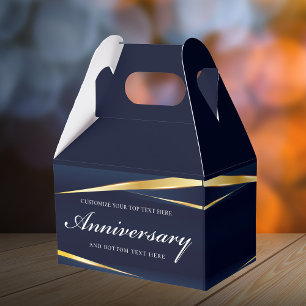 Navy Blue Gold Geometric Formal Anniversary Party Favor Boxes