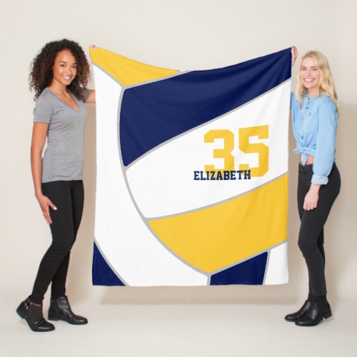 navy blue gold girls boys ginormous volleyball fleece blanket