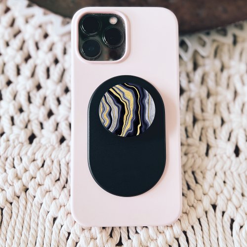 Navy blue gold glitter agate marble pattern PopSocket