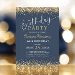 Navy Blue Gold Glitter Any Age 60th Birthday  Invitation<br><div class="desc">Celebrate a milestone in style with this Navy Blue Gold Glitter Any Age 60th Birthday Invitation. Designed with a sophisticated navy blue background and shimmering gold glitter accents, this invitation is perfect for an elegant and memorable 60th birthday celebration. Whether for a formal dinner or a lively party, this chic...</div>