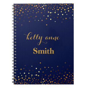 Navy Blue Gold Glitter Faux Foil Glamorous kraft Notebook