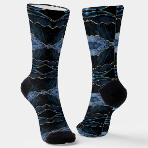 Navy Blue Gold Glitter Socks