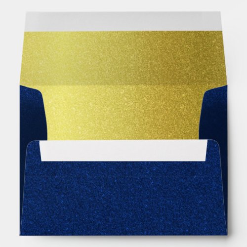 Navy Blue Gold Glitter Sparkles Pretty Glam Ombre Envelope