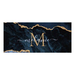 Navy Blue Gold Glitter Your Letter Name Rack Card