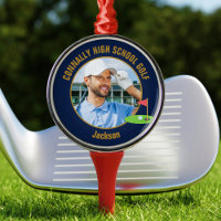 Navy Blue Gold Golfer Photo High School Golf Team