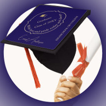 Navy Blue Gold Graduate Elegant Trendy Modern