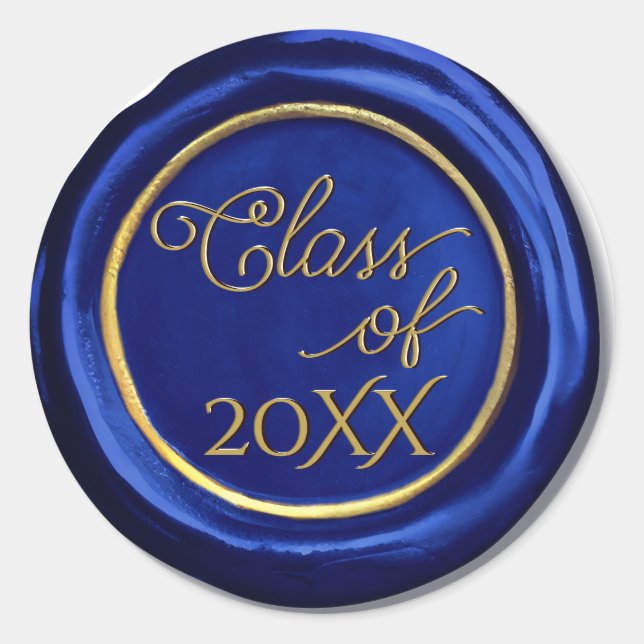  Navy Blue Gold Graduation Class Wax Seal Stickers (Front)