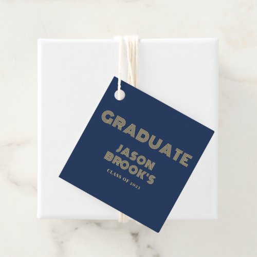 Navy Blue Gold Graduation Party Favor Tags