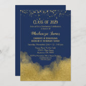 Navy Blue Gold Graduation Party Invitation (Front/Back)