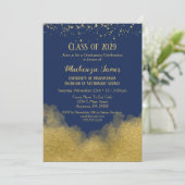 Navy Blue Gold Graduation Party Invitation (Standing Front)