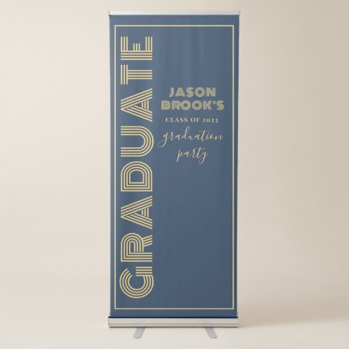 Navy Blue Gold Graduation  Retractable Banner