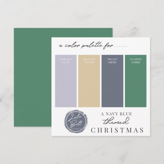 Navy Blue Gold & Green Color Palette Card (Front/Back)