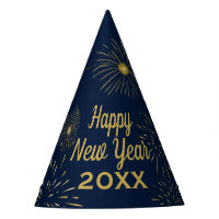 Navy Blue Gold Happy New Year Eve 2026 Party Hat