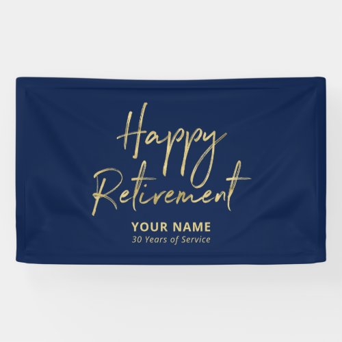 Navy Blue  Gold Happy Retirement Party Banner