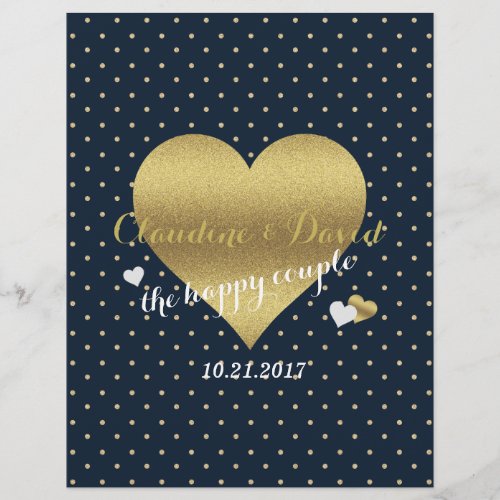 Navy Blue  Gold Heart Polka Dot Ceremony Flyer