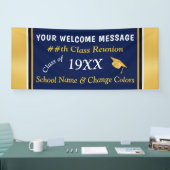 Navy Blue, Gold High School Reunion Banner Ideas | Zazzle