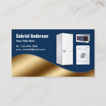 Navy Blue Gold Home Appliances Repair Business Card by ShabzDesigns at Zazzle