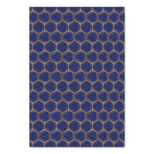 Navy Blue Gold Honeycomb Chic Geometric Patterned Tissue Paper