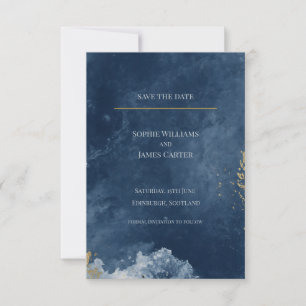 Navy Blue Gold Ink Luxury Scottish Wedding Save The Date