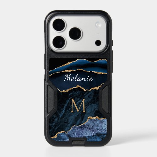 Navy Blue Gold iPhone Case Custom Your Name Letter