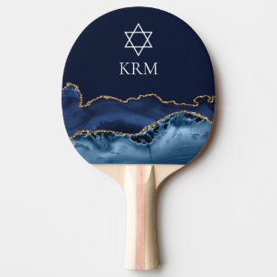 Navy Blue Gold Jewish Bar Mitzvah Party Custom Ping Pong Paddle