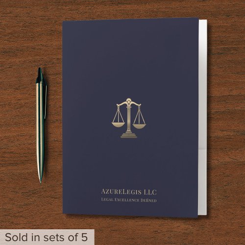 Navy Blue Gold Justice Scale Document Folder