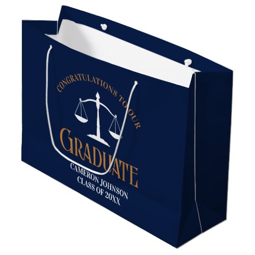 Navy Blue Gold Law School Graduation Lawyer Large Gift Bag