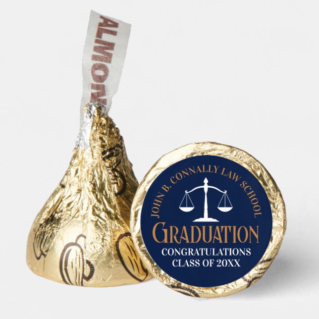 Navy Blue Gold Law School Graduation Party Hershey®'s Kisses® (Front)