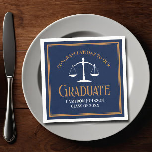 Navy Blue Gold Law School Graduation Party Napkins