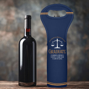 Navy Blue Gold Law School Graduation Party Wine Bag
