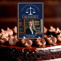 Navy Blue Gold Law School Graduation Photo Cake Topper