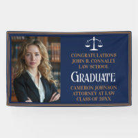 Navy Blue Gold Law School Photo Graduation Party
