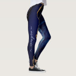 Navy Blue Gold Leggings Custom Letter and Name<br><div class="desc">Leggings with Agate Navy Blue Gold Gemstone Marble Monogram Name Geode Glitter Sparkle Personalized Birthday - Anniversary or Wedding Gift - Add Your Letter / Name - Text or Remove - Make Your Special Gift - Resize and move or remove and add text / elements with Customization tool. Choose fonts...</div>