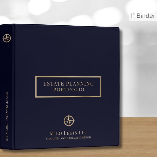 Navy Blue Gold Logo Estate Planning  3 Ring Binder (Creator Uploaded)