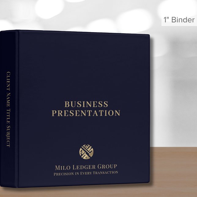 Navy Blue Gold Logo Presentation Binder (Creator Uploaded)