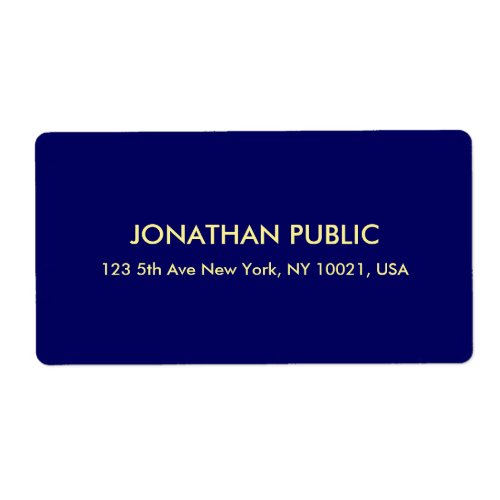Navy Blue Gold Look Font Template Shipping Address Label