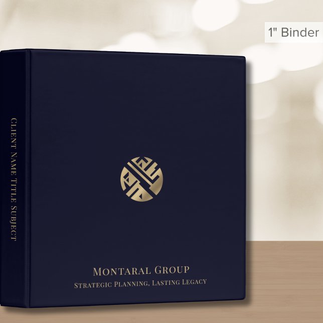 Navy Blue Gold Luxury Logo 3 Ring Binder (Creator Uploaded)