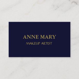 Navy Blue Gold Makeup Artist Minimal Modern Business Card