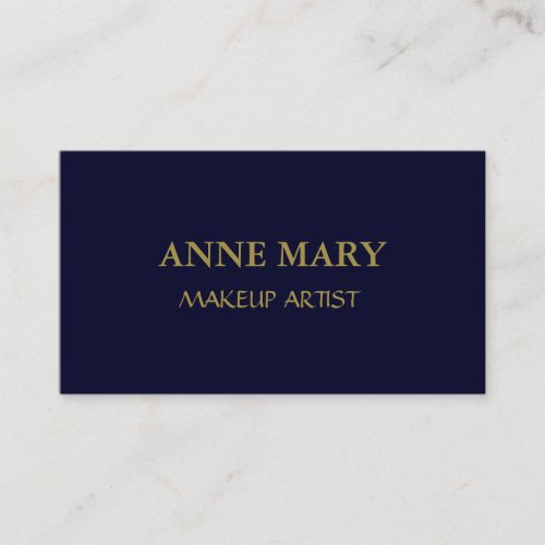 Navy Blue Gold Makeup Artist Minimal Modern Business Card