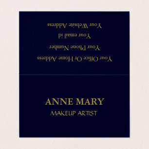 Navy Blue Gold Makeup Artist Modern Minimal Business Card