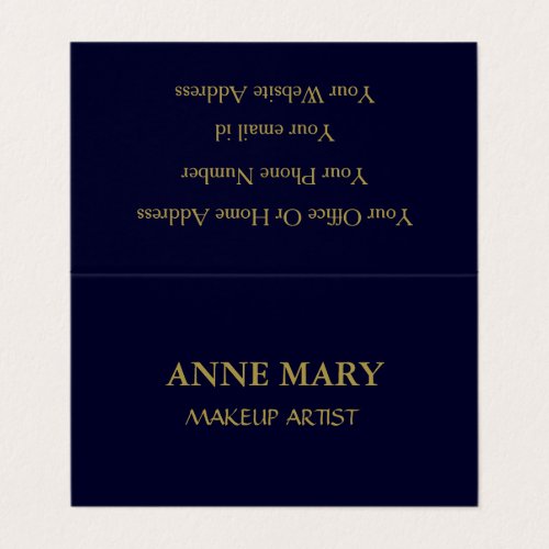 Navy Blue Gold Makeup Artist Modern Minimal Business Card