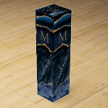 Navy Blue Gold Marble Custom Letter Name Wine Box<br><div class="desc">Wine Gift Boxes with Monogram Name Agate Navy Blue Gold Gemstone Marble Geode Glitter Sparkle Personalized Birthday - Anniversary or Wedding Gift / Suppliest - Add Your Letter / Name - Text or Remove - Make Your Special Gift Wine Box - Resize and move or remove and add text /...</div>