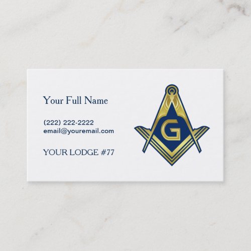 Navy Blue Gold Masonic Business Cards  Freemason