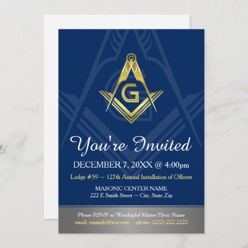 Navy Blue Gold Masonic Invitations  Freemasonry