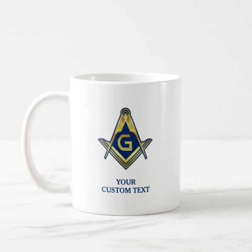 Navy Blue Gold Masonic Mugs  Freemason Home Gifts