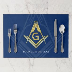 Navy Blue Gold Masonic Paper Placemats Freemason