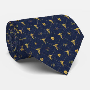 Navy Blue & Gold Medical  Neck Tie